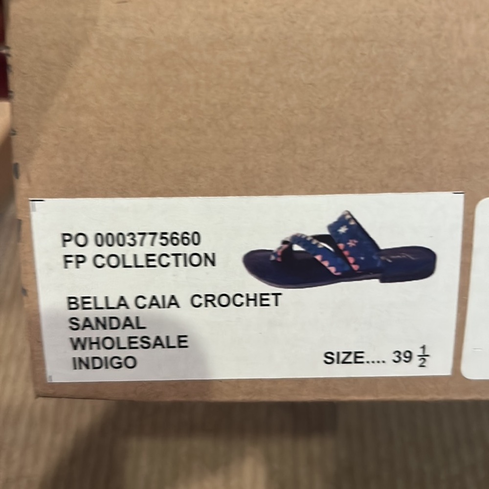 NIB FREE PEOPLE bella caia crochet sandals in indigo Blue size 39.5 euro/9/9.5 - Picture 5 of 12